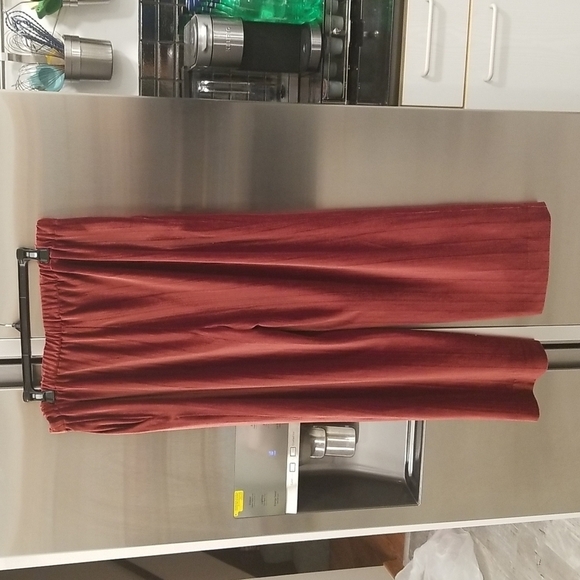💕ST. JOHN💕 Crushed Velvet Pants with Elasticized Back Waist Oxblood Red L NWOT - Picture 4 of 12
